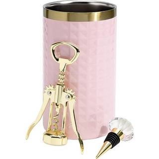 Paris Hilton Wine Bottle Chiller Set Isoleret dobbeltv?g Chiller Gold Winged Corkscrew Wine Bottle Opener Diamond Wine Stopper 3-Piece Set Pink