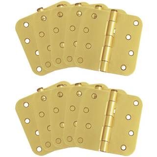 10-pack 4 in. X 5/8 in. Radius satin messing d?r h?ngsel v?rdipakke