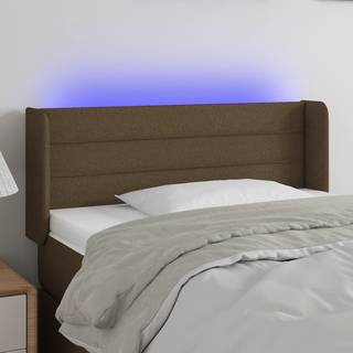 sengegavl med LED-lys 83x16x78/88 cm stof mørkebrun