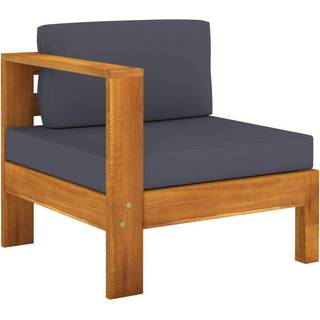 Loungesæt Til Haven 2 Dele Med Hvide Hynder Akacietræ - Mørkegrå / Sofamodul med højre armlæn