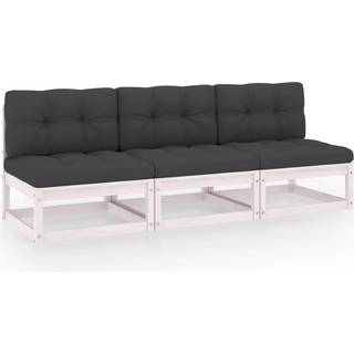3-personers sofa med hynder massivt fyrretræ