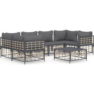 loungesæt til haven 7 dele med hynder polyrattan antracitgrå