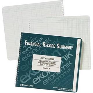 Ekonomik Check/Depositor Register (EKOA) White 10 in X 8 3/4 in