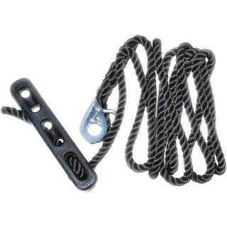 Fortøjningsreb med fortøjningsfjeder (gummi), kovs og sjækkel 1852-Marine, 3-slået polyester, Ø12 mm, 3.5 meter, sort fjeder med sort tamp