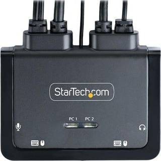 StarTech.com 2-Port Hybrid USB-C DisplayPort Cable KVM Switch 4K 60Hz Compact KVM with 6ft/1.8m USB-A/DisplayPort/Audio & 4ft/1.2m USB-C Integrated Host Cables Bus Powered