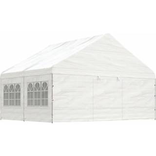 pavillon med tag 4,46x5,88x3,75 m polyethylen hvid