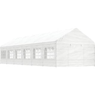 pavillon med tag 13,38x4,08x3,22 m polyethylen hvid