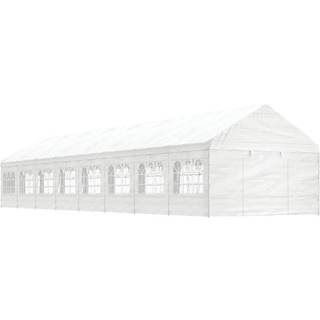 pavillon med tag 17,84x4,08x3,22 m polyethylen hvid