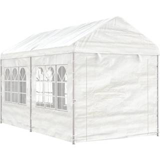 pavillon med tag 4,46x2,28x2,69 m polyethylen hvid