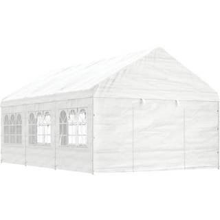 pavillon med tag 6,69x4,08x3,22 m polyethylen hvid