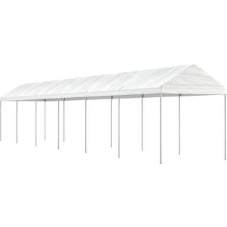 pavillon med tag 13,38x2,28x2,69 m polyethylen hvid