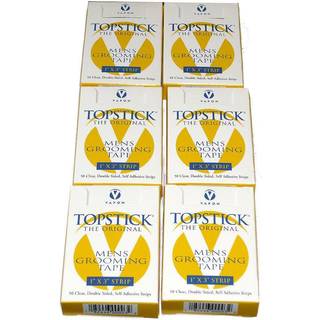 Topstick Toupee Tape 1x3 - 6 æsker med 50 strimler - klar dobbeltklæbende medicinsk tape til hårstykker og ansigtshår
