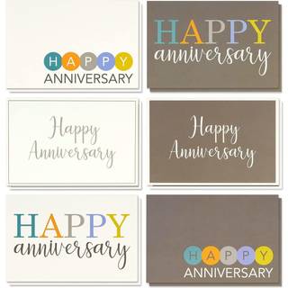 Juvale 36-Pack Assortered Bulk Happy Jubil?umskort med konvolutter Bulk Box Set til par Marriages Familie Arbejdsmedarbejdere Anniversaries 6 Bla