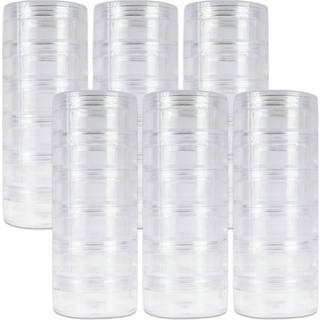 Beauticom 6 Pack (36 stykker) 10g/10 ml tom rund gennemsigtig stable plastik udsmykning perle glitter charme håndværk krukker med et klart låg