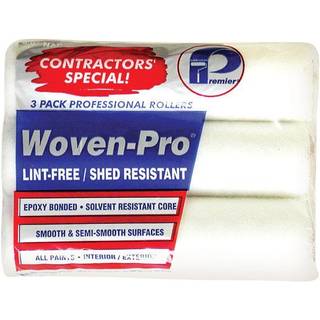 Premier 9 """" X 3/8 """" Nap Shed Resistant Roller Cover 3 Pack Woven-Pro 3LF38