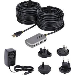 StarTech.com USB Extender Hub 24m USB 2.0 Extension Cable with 4-Port USB Hub Active/Bus Powered USB Repeater Cable USB hub - 4 ports - Sølv