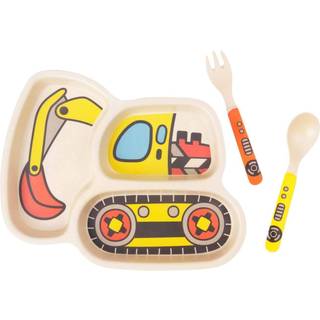 Kid Plate Set Bambus Toddler Plates Spilde -middagssk?l S?t babyfodring Spill Proof Divided Plate - Baby Spoon og gaffel 3 -delt s?t til b?rn og