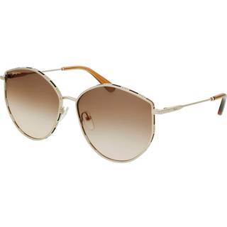 Ferragamo Kvinde SF264S 796 Solbriller Metal Guld Brun Geometrisk Skygge