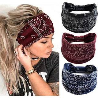 Gortin Boho pandeb?nd Leopard Hair Bands Knket turban pandeb?nd Stretch Twist Head Wraps Stripe klud til kvinder og piger 3 stk (elegant)