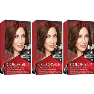 Revlon Permanent h?rfarve Permanent h?rfarvefarverilk med 100% gr? d?kning Ammoniakfri keratin og aminosyrer 37 m?rk gyldenbrun 4,4 oz (pakke med
