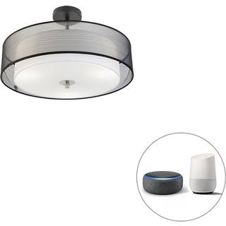Smart loftslampe sort med hvid 50 cm inkl. 3 Wifi A60 - Drum Duo