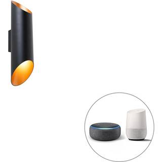 Smart væglampe sort 9,6 cm inkl. 2 Wifi GU10 - Organo