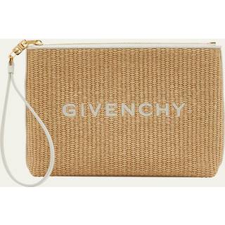 Givenchy Logo raffia clutch - neutrals - One Size