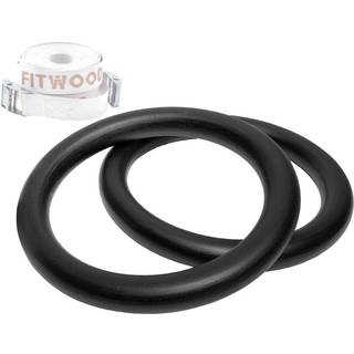 FitWood ULPU Gymnastikringe 28mm - Sort overflade/ Hvid Strop