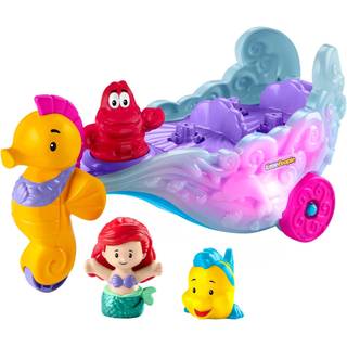 Fisher-Price Little People Toddler Toy Disney Princess Ariels Light-Up Sea Carrial Musical Vehicle med 2 figurer i alderen 18+ m?neder