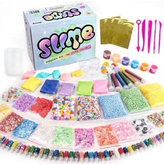 Slime leverer kit 162 Pack Tilf?j Ins Slime Kit til b?rnepiger Slime Making inklusive skumkugler Glitter Fishbowl Beads Charms Clear Containere a
