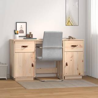 skrivebord med skabe 135x50x75 cm massivt fyrretræ