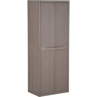 opbevaringsskab til haven 65x45x172 cm PP trælook brun