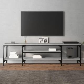 tv-bord 161x35x45 cm konstrueret træ og jern grå sonoma-eg