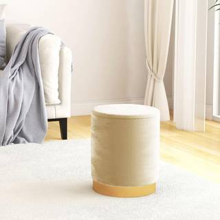 rund puf fløjl 31 x 37 cm abrikosfarvet