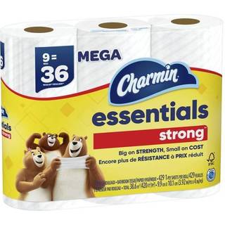 Charmin Essentials Strong toiletpapir 9 mega ruller = 36 Regelm?ssige ruller