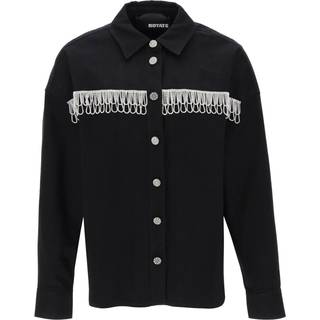 Rotate Embellished oversized denim jacket - black - M
