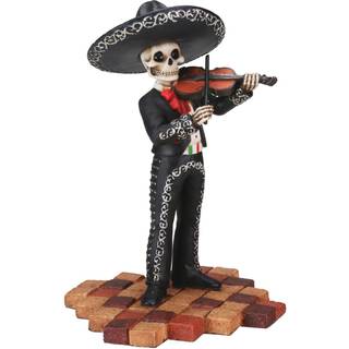 Mandlig skeletskalle sort mariachi band violin statue