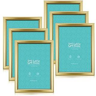 Lavie Home 5x7 Billedrammer (6 Pack Gold) Enkle designet fotorammer til v?gmontering Display S?t med 6 klassisk samling