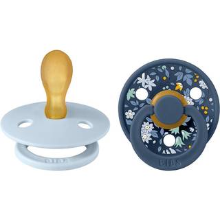 Bibs Liberty 2-pak Colour Chamomile Lawne sutter i naturgummi str. 2 - Baby Blue Mix