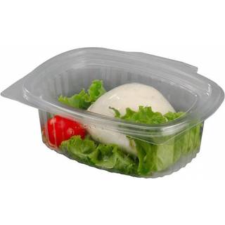 Plastbakke med hængslet låg oval V00511P A-PET 375ml, 50 stk