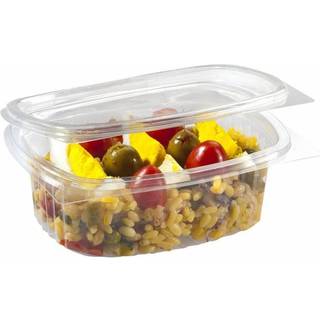 Plastbakke med hængslet låg oval 1000ml 185x155x68mm, 50 stk