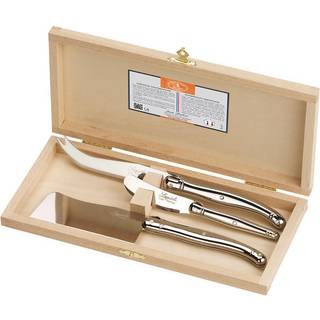 Jean Dubost Laguiole Cutlery - 'Premium' cheese knife set, three pieces, red in red steel, wood