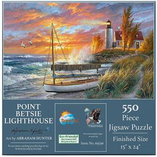 Sunsout Inc - Point Betsie Lighthouse - 550 PC Jigsaw Puzzle av konstnären: Abraham Hunter - Färdig storlek 15 """" X 24 """" - MPN# 69796