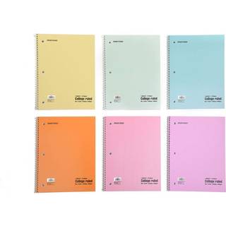 Mintra Office Spiral Notebooks - Pastel College styrede 6 pakke til skolekontorforretningsprofessionelle 70 ark