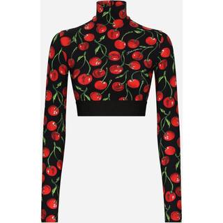 Dolce&Gabbana Cherry jersey crop top - black - XXXS