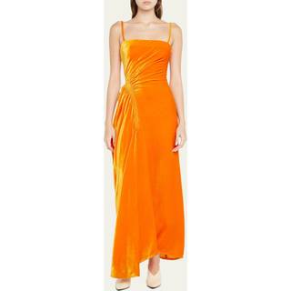 Proenza Schouler Ruched velvet midi dress - orange - XXS