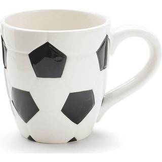 Keramisk fodbolddesign Sports kaffe te krus med h?ndtag Stor gaveide til tr?ner fodboldfans fodboldspillere - sort/hvid 15 oz