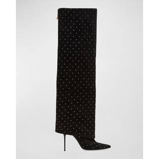 Balmain Ariel embellished knee-high suede boots - black - EU 38