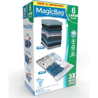 Magicbag 6 -Pack Stor flad vakuumkomprimeringsposer ?jeblikkelig plads Besparende opbevaring - luftt?t dobbelt lynl?s - t?jpuder senget?j Blinns