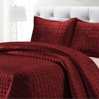 Tribeca Living Velvet Queen Quilt Set tre-delt kasse Stitch Bedding Set inkluderer en overdimensioneret quilt & to sham pillowcases 260 gsm Super